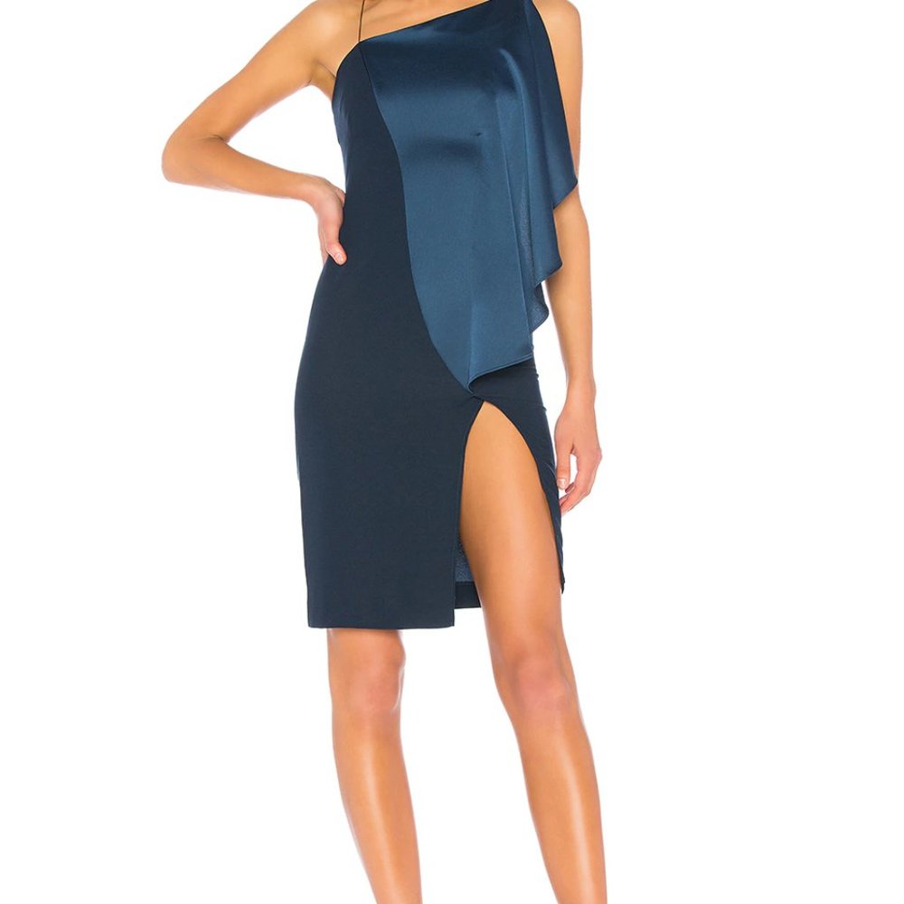 NWT AQ/AQ Hestia Midi Dress, US 4, Blue Charcoal